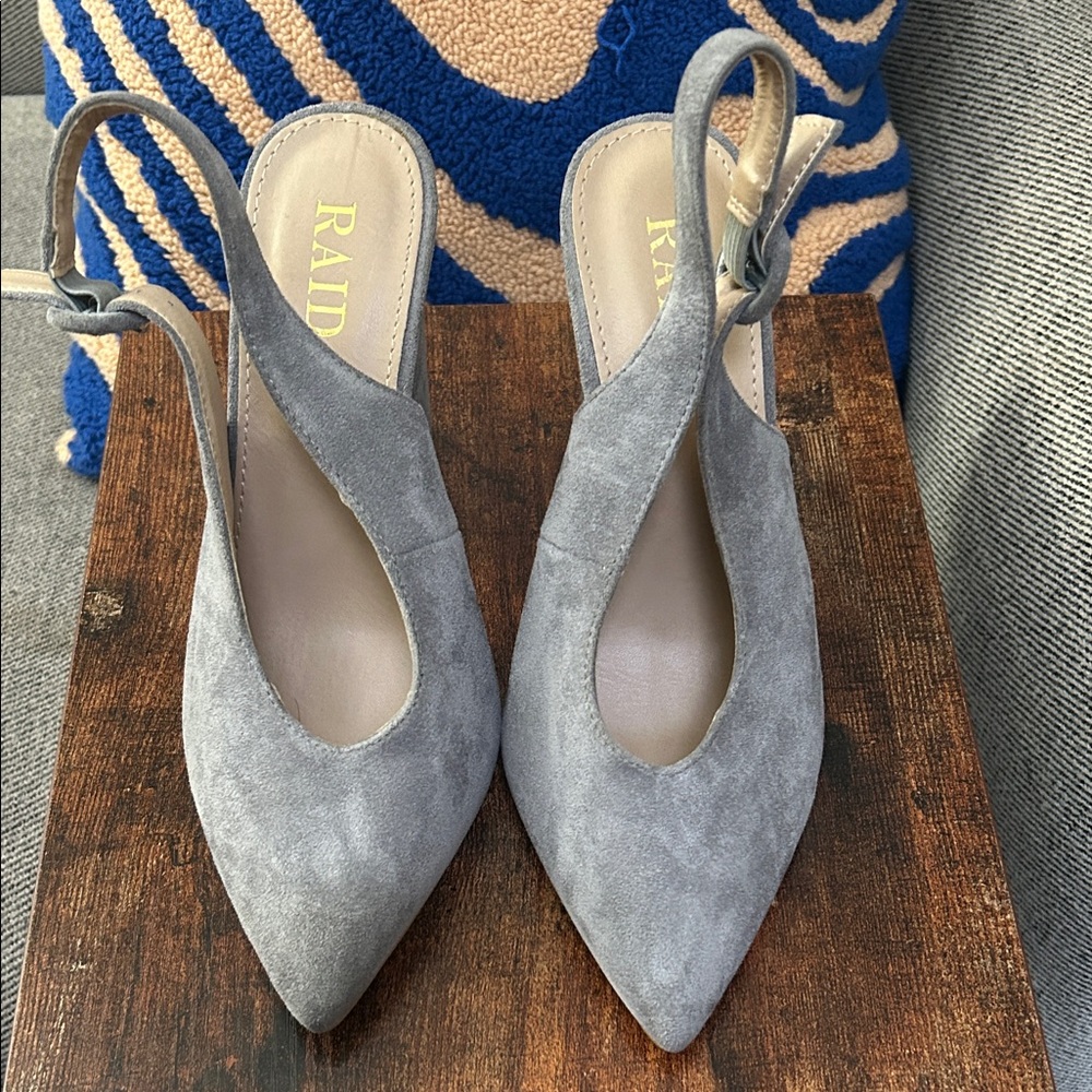 NWOT ASOS Raid Gray Suede Slingback Heels- size UK4/US 6.5